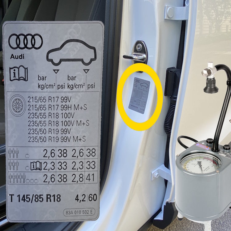 Reifendruck Luftdruck kontrollieren Auto Aufkleber Manometer Tankstelle